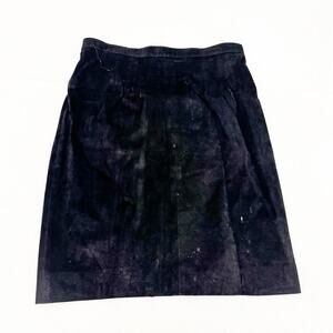 Pia Rucci Black Suede Leather Straight Pencil Skirt Back Slit Size 12